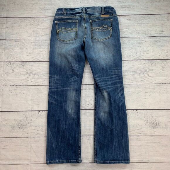 Cowboy Tuff Jeans sz 31 X 32 Bootcut Camo Medium Wash Inseam 32" Thick Stitch - Picture 3 of 12